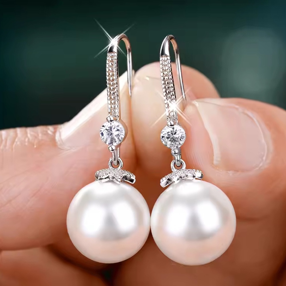 Elegant Silver Pearl Drop Earrings